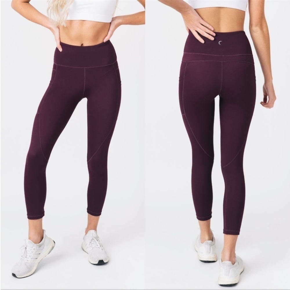 ZYIA Active Pocket Brilliant Hi-Rise Crop Leggings 20" Plum Purple Size XS